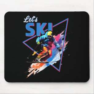 Retro Skiing Powder Vintage Ski Color Shred Design Mouse Pad