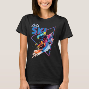 Retro Skiing Powder Vintage Ski Color Shred Design T-Shirt