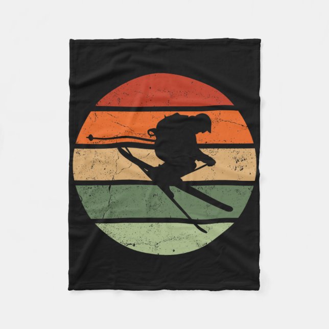 Retro Skiing Ski  Fleece Blanket (Front)