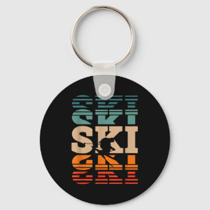 Retro skiing ski keychain
