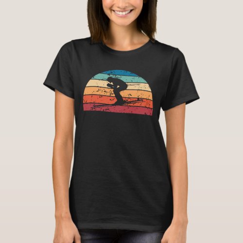 Retro Skiing Sunset Vintage Skiier Sunrise T_Shirt