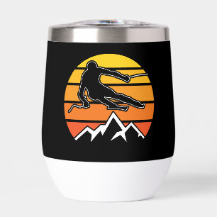 Retro Skiing Thermal Wine Tumbler