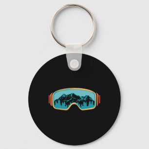 Retro Skiing Vintage 80s 90s Snowboarding Skiers M Keychain