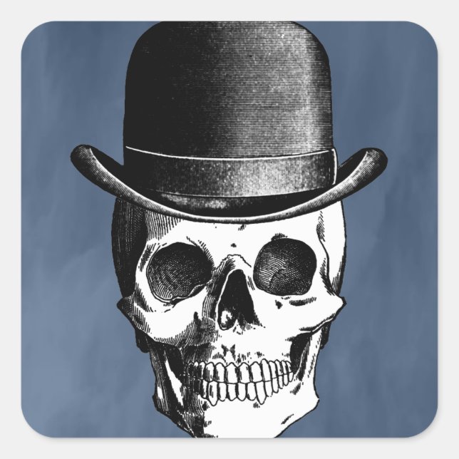 Retro Skull Head Square Sticker (Front)