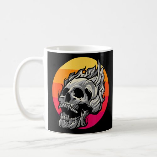 Retro Skull With Flames Awesome Vintage Flaming Sk Coffee Mug