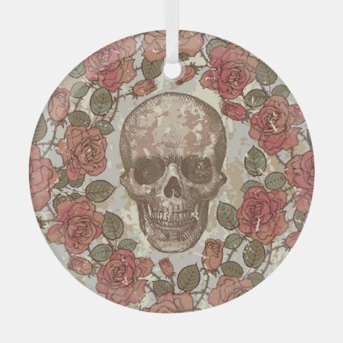 Retro Skulls and Roses Ornament