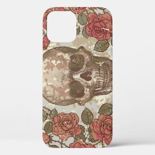 Retro Skulls and Roses Ornament iPhone 12 Case