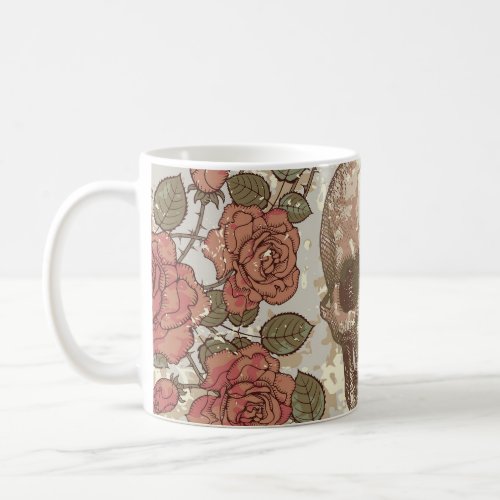 Retro Skulls and Roses Ornament Coffee Mug