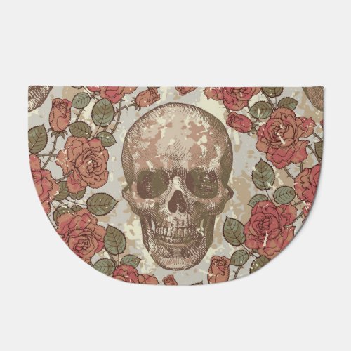 Retro Skulls and Roses Ornament Doormat