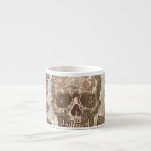 Retro Skulls and Roses Ornament Espresso Cup
