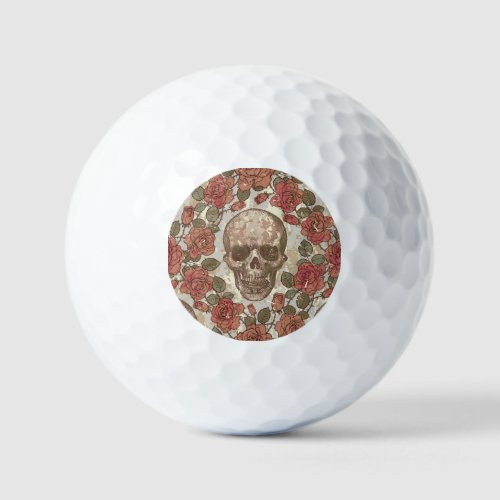 Retro Skulls and Roses Ornament Golf Balls