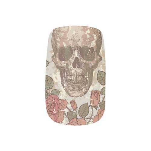 Retro Skulls and Roses Ornament Minx Nail Art
