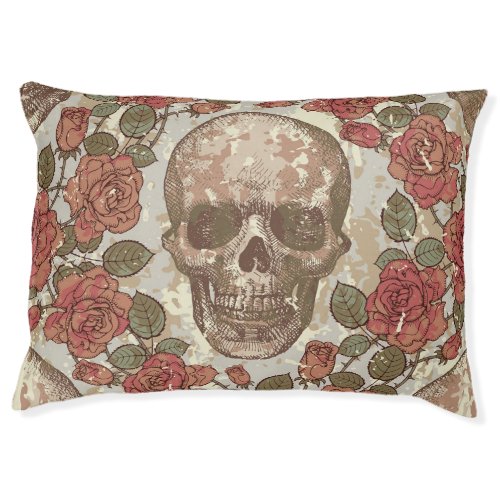 Retro Skulls and Roses Ornament Pet Bed