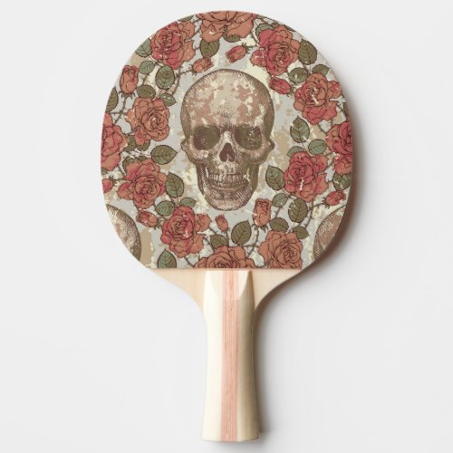 Retro Skulls and Roses Ornament Ping Pong Paddle