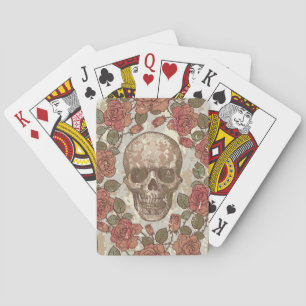 Retro Skulls and Roses Ornament Poker Cards