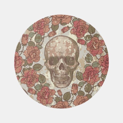 Retro Skulls and Roses Ornament Rug