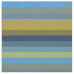 Retro Sky Blue &amp; Ochre Horizontal Stripes  Fabric
