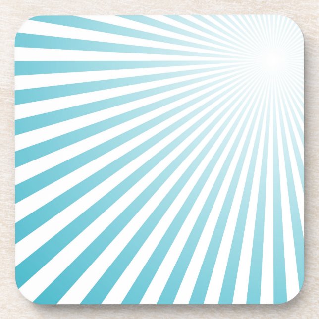 Retro Sky blue Sun Rays Background Drink Coaster (Front)