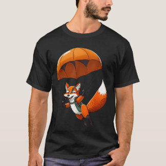 Retro Skydiving Fox Funny Skydiver Animal T-Shirt