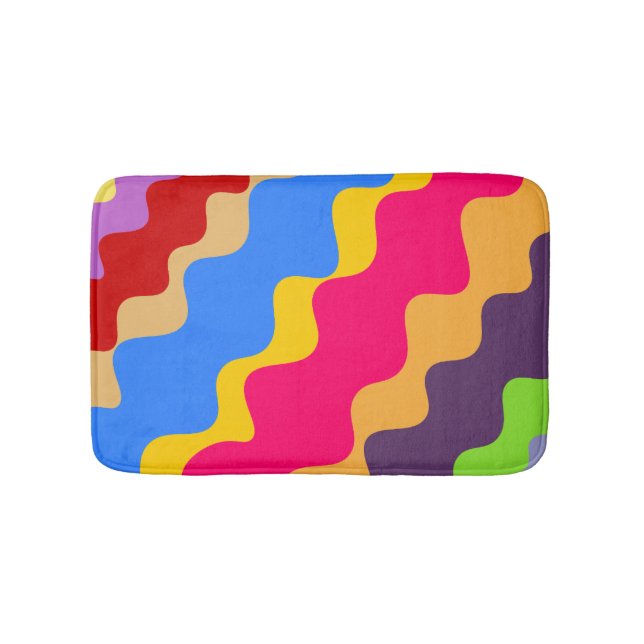 retro Slanting wavy pattern  Bath Mat (Front)