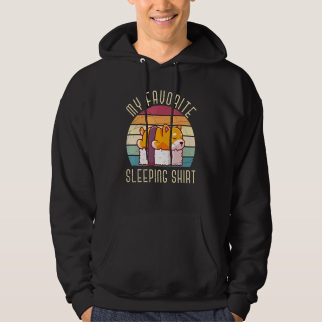Retro Sleeping Sushi Pet Dog Lazy Animal Late Slee Hoodie (Front)