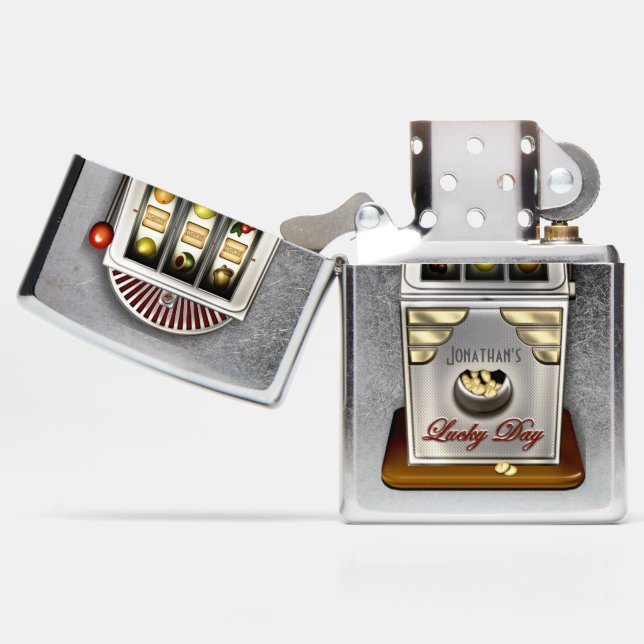 Retro Slot Machine Lucky Jackpot Zippo Lighter | Zazzle