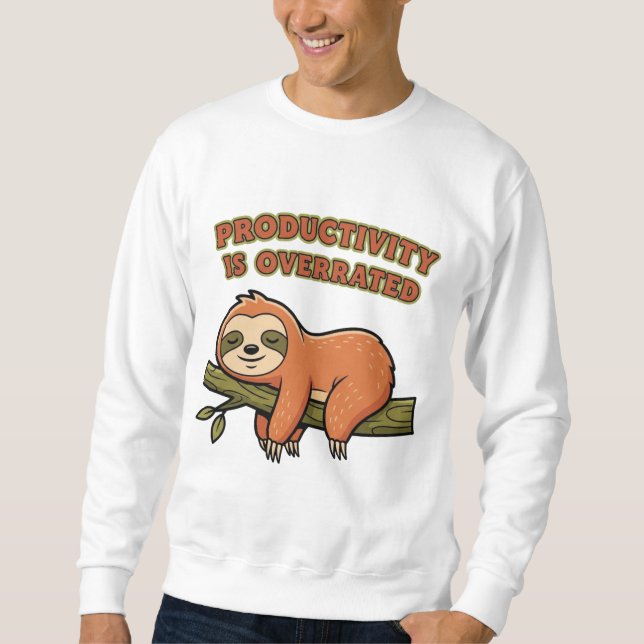 Retro Sloth Anti Hustle Men’s Sweatshirt (Front)