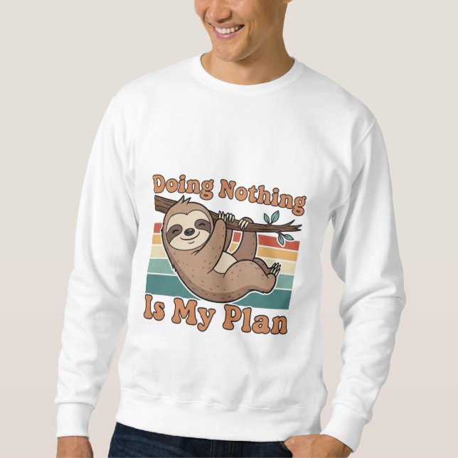 Retro Sloth Doing Nothing Men’s Sweatshirt (Front)