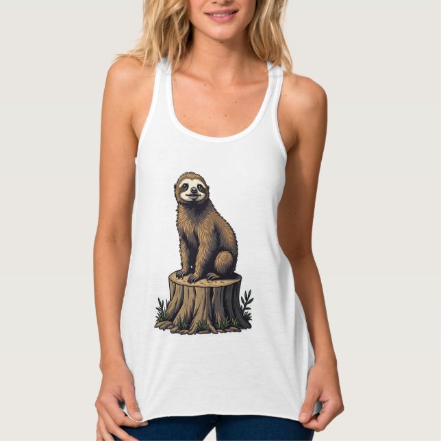 Retro Sloth Engraving Wildlife Shirt (3) (Front)