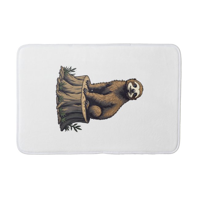 Retro Sloth Engraving Wildlife Shirt (3) Bath Mat (Front)
