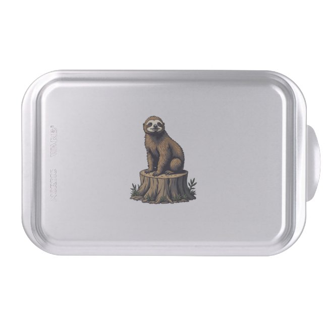 Retro Sloth Engraving Wildlife Shirt (3) Cake Pan (Front)