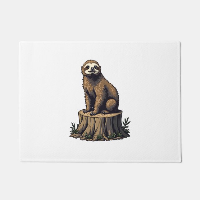 Retro Sloth Engraving Wildlife Shirt (3) Doormat (Front)