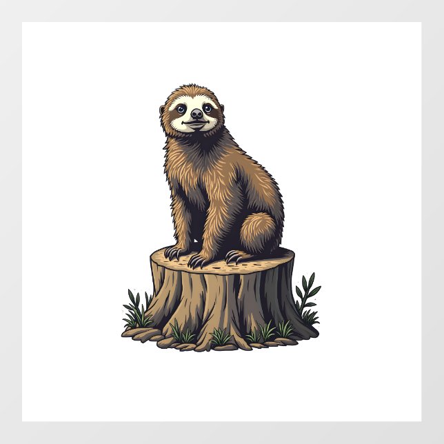Retro Sloth Engraving Wildlife Shirt (3) Floor Decals (Front)