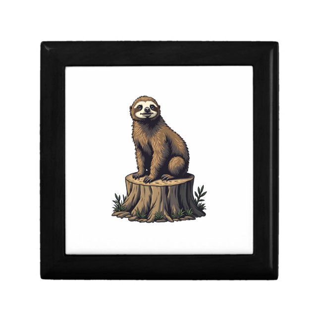 Retro Sloth Engraving Wildlife Shirt (3) Gift Box (Front)