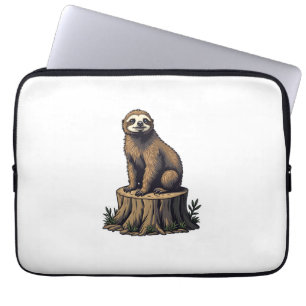 Retro Sloth Engraving Wildlife Shirt (3) Laptop Sleeve
