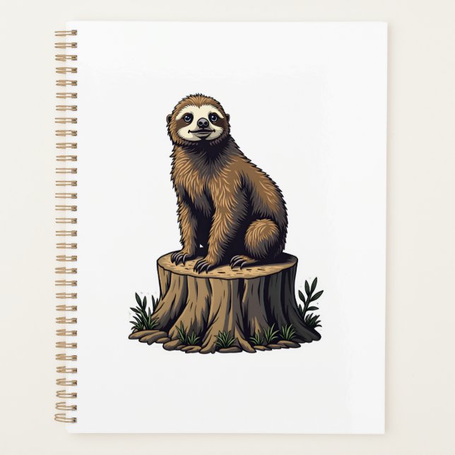 Retro Sloth Engraving Wildlife Shirt (3) Planner (Front)