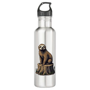 Retro Sloth Engraving Wildlife Shirt (3) Stainless Steel Water Bottle