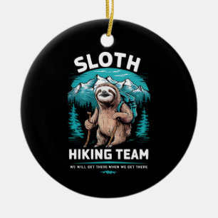 Retro Sloth Hiking Team Vintage Gift Ceramic Ornament