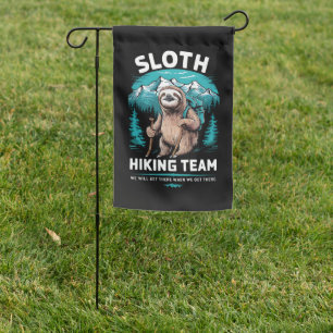 Retro Sloth Hiking Team Vintage Gift Garden Flag