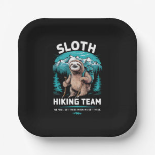 Retro Sloth Hiking Team Vintage Gift Paper Plates