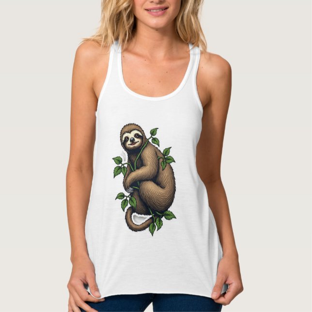 Retro Sloth Line Art Vintage Tee (4) (Front)