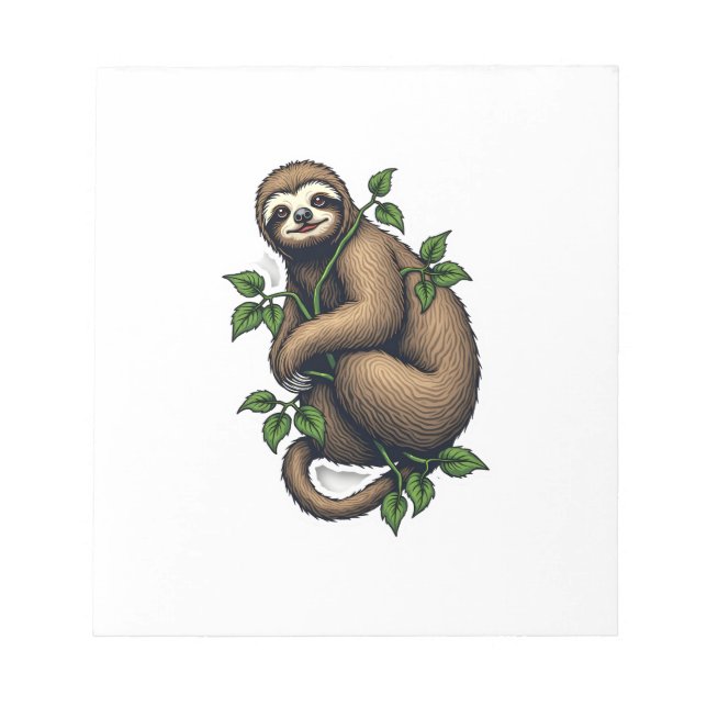 Retro Sloth Line Art Vintage Tee (4) Notepad (Front)