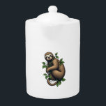 Retro Sloth Line Art Vintage Tee (4) Teapot<br><div class="desc">Retro Sloth Line Art Vintage Tee (4)</div>