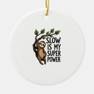 Retro Sloth Quote Shirt Funny Slow Life Vintage Te Ceramic Ornament
