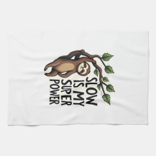 Retro Sloth Quote Shirt Funny Slow Life Vintage Te Kitchen Towel