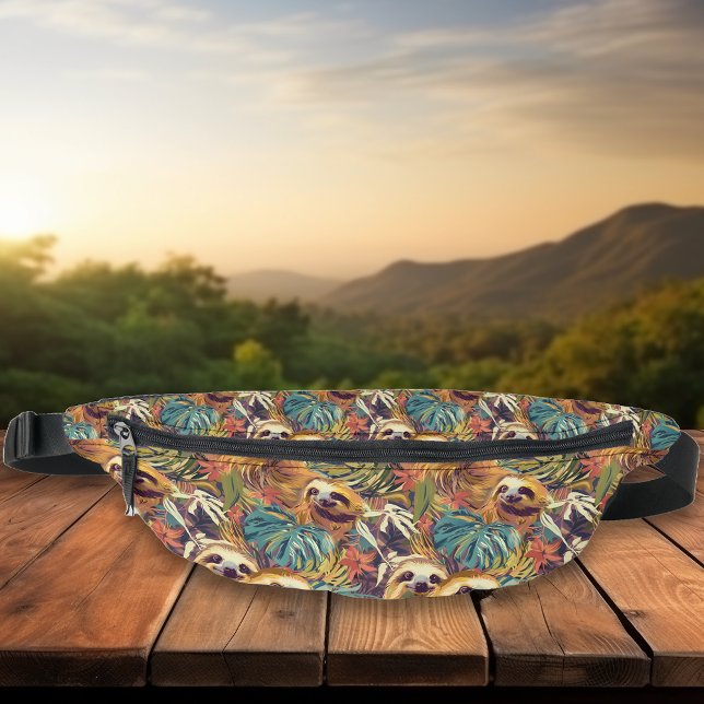 Retro Sloth Tropical Pattern Fanny Pack (Creator Uploaded)