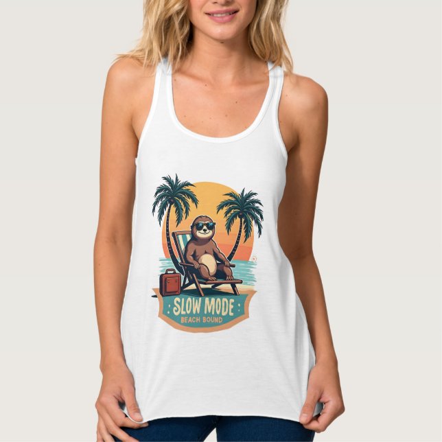 Retro Sloth Vacation Shirt Funny Tropical Relax De (Front)