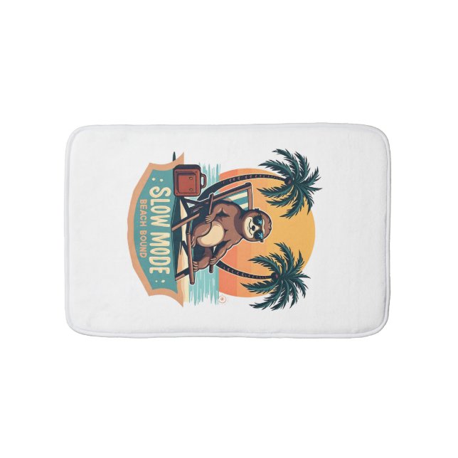 Retro Sloth Vacation Shirt Funny Tropical Relax De Bath Mat (Front)