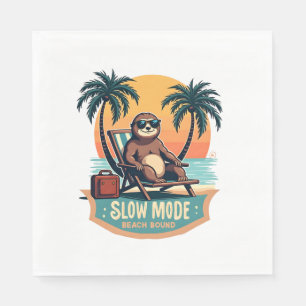 Retro Sloth Vacation Shirt Funny Tropical Relax De Napkins