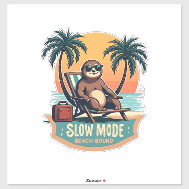 Retro Sloth Vacation Shirt Funny Tropical Relax De Sticker (Sheet)